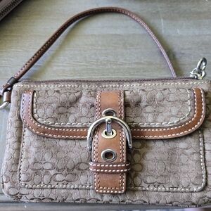 Coach Brown Wristlet with Silver Accents